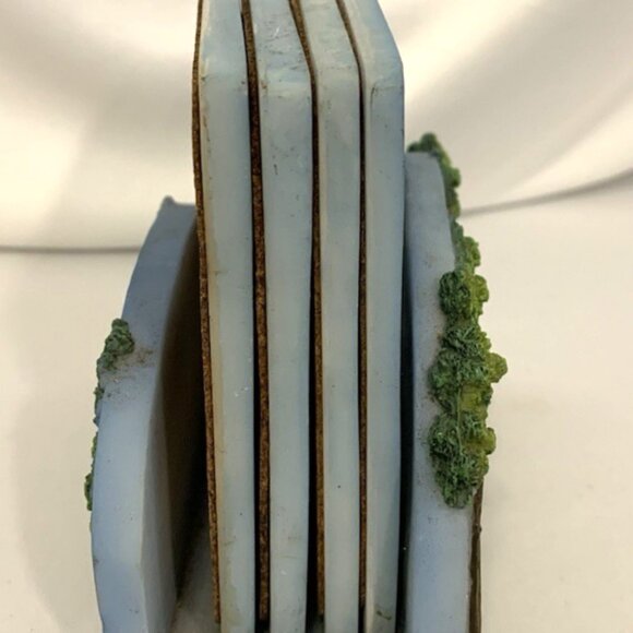 Hand Painted Resin 3D Chair Beach View Set, Stand with 4 Coasters, A. Richesco - Picture 6 of 10